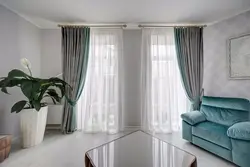 Combined Curtains Of 2 Colors For The Living Room Photo