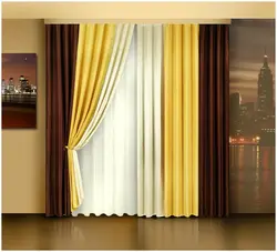 Combined Curtains Of 2 Colors For The Living Room Photo