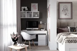 Компьютерный стол в спальне дизайн фото