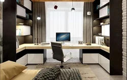 Computer desk in bedroom design photo