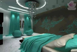 Celadon color in the bedroom interior