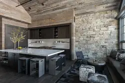 Stone And Wood In The Kitchen Interior