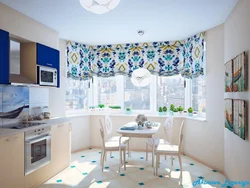 Curtains for blue kitchen photo