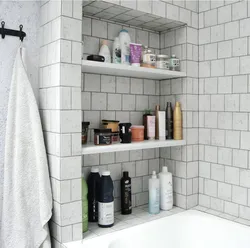 Bathroom Shelves Made Of Tiles Design Photo