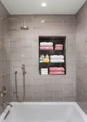 Bathroom shelves made of tiles design photo