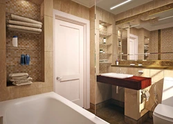 Bathroom shelves made of tiles design photo