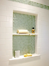 Bathroom shelves made of tiles design photo