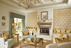 Gold Wallpaper In The Living Room Interior