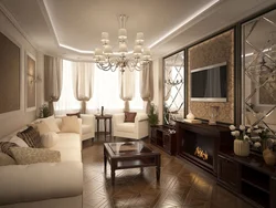 Neoclassical design of a living room in an apartment