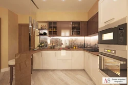Brown beige kitchen interior design