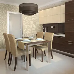 Дизайн интерьера коричнево бежевой кухни