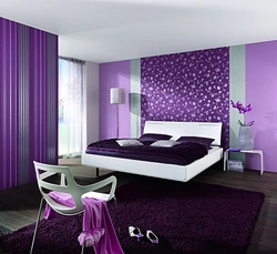 Wallpaper color in bedroom interior photo
