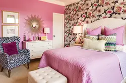 Wallpaper Color In Bedroom Interior Photo