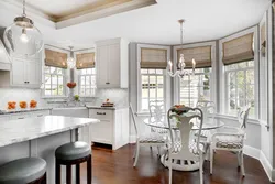 Bay window interior kitchen living room