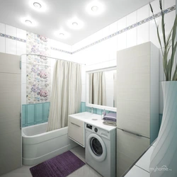 Bath Design With Bathtub And Washing Machine