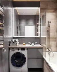 Bath design with bathtub and washing machine