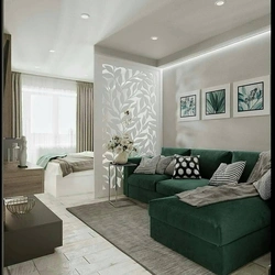 Photo Of Room Zoning For Bedroom And Living Room 18 Square Meters