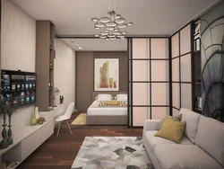 Photo of room zoning for bedroom and living room 18 square meters