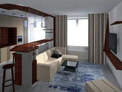 Bedroom combined with kitchen design