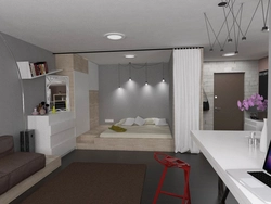 Bedroom Combined With Kitchen Design