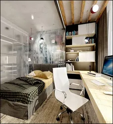 Спальня и рабочий кабинет в одной комнате фото