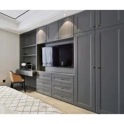 Photo Of A Wardrobe In The Living Room That Covers The Entire Wall