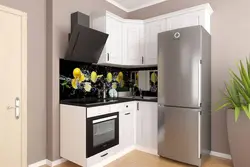 Corner kitchens for a small kitchen 6 meters with a refrigerator photo