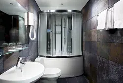 Design bath with shower and washbasin photo