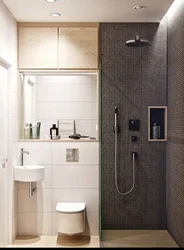 Ваннаға душ, дәретхананың интерьер дизайнының фотосуреті
