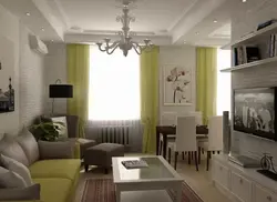 Living Room With Kitchen Design In An Apartment In Khrushchev