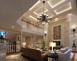 Living room interior high ceilings