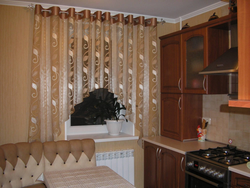Curtains In The Kitchen On A Large Window Photo