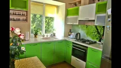 Kitchen set for a small kitchen in Khrushchev with a refrigerator photo