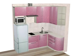 Кухонный гарнитур для маленькой кухни в хрущевке с холодильником фото