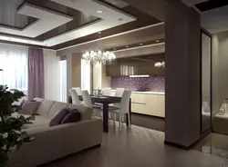 Design suspended ceilings for a living room combined with a kitchen