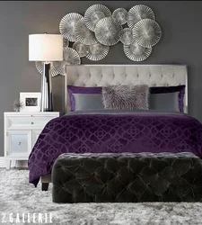 Purple and gray in the bedroom interior