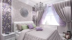 Purple And Gray In The Bedroom Interior