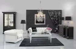White furniture in the living room interior