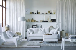 Мебель белая в интерьере гостиной