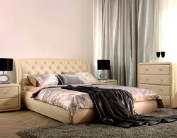 Bed in bedroom interior