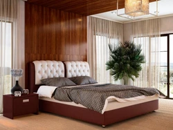 Bed in bedroom interior