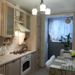 Kitchen interior 8 sq m with balcony photo