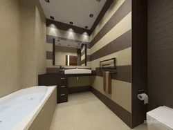 What color goes with brown in a bathroom interior?