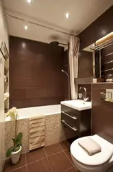 What color goes with brown in a bathroom interior?