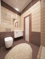 What color goes with brown in a bathroom interior?