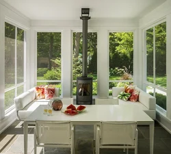 Kitchen design on verandas photo in the house