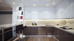 Дизайн кухни верх белый глянец