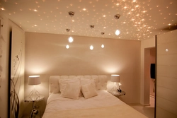 Suspended Ceiling With Light Bulbs Without A Chandelier In The Bedroom Photo