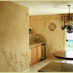 Photo of Venetian plaster on the walls in the kitchen