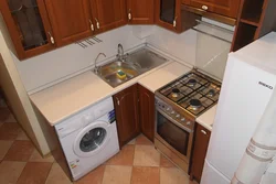 Kitchen 6 Sq M Photo With Refrigerator And Washing Machine